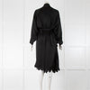 Stella McCartney Black Embroidered Trim Neck Tie Dress Coat