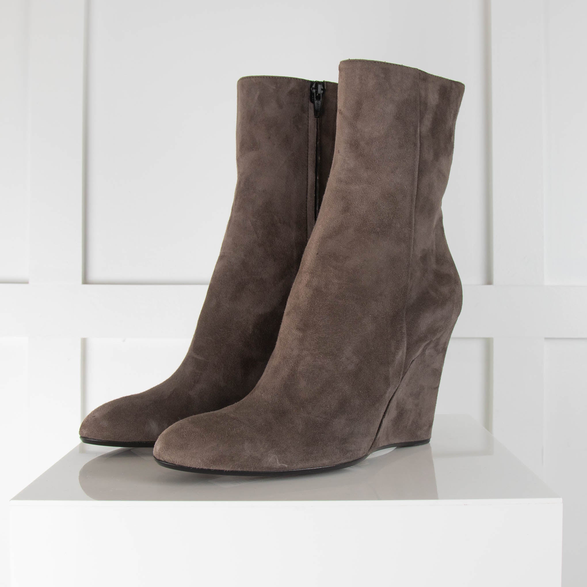 Barney's Grey Wedge Suede Ankle Boots – Phoenix Style
