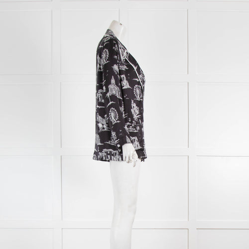 Maje Black With White Paris Print Pyjama Jacket