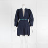 Rebecca Taylor Blue Cotton Long Sleeve Playsuit With Twisted Belt