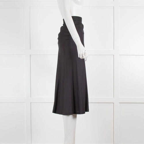 Chloe Dark Navy Linen Mix Knee Length Skirt
