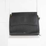 Oroton Black Grained Leather Satchel Bag