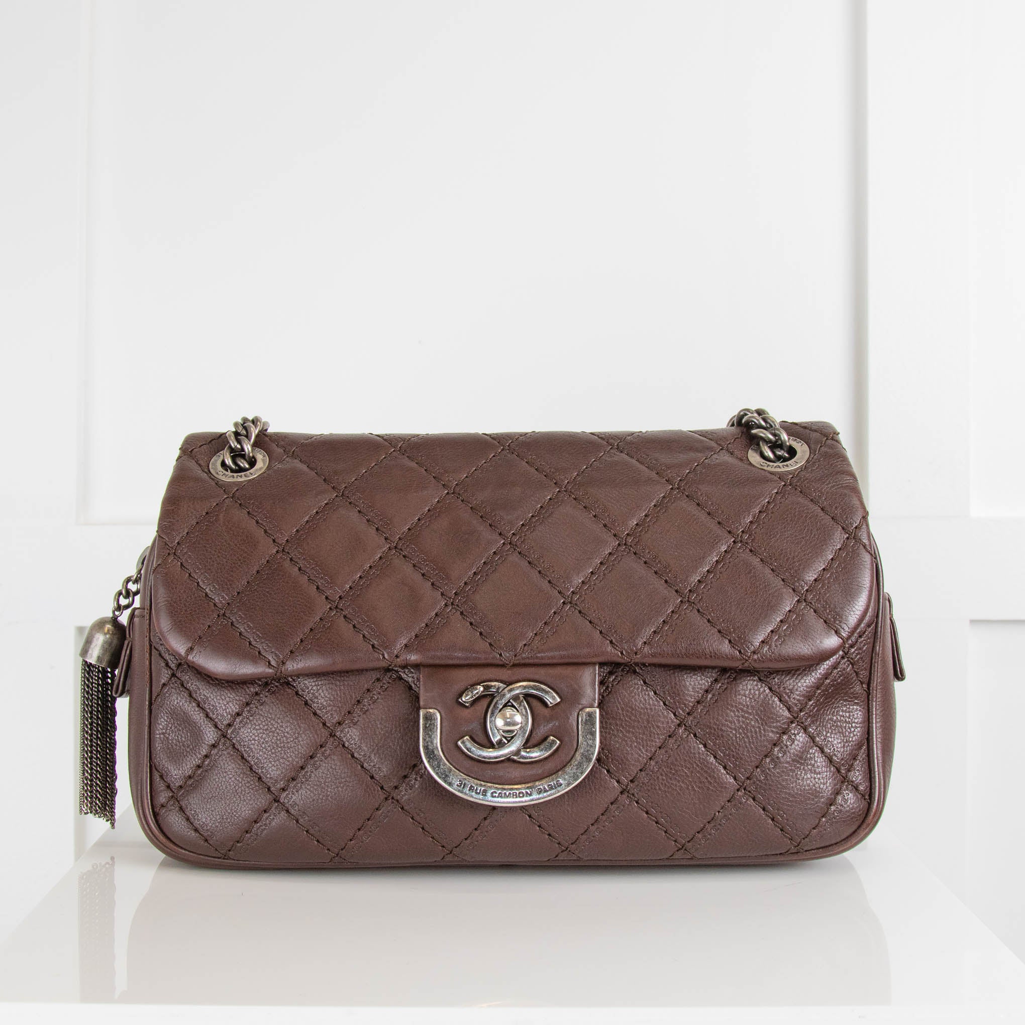 Chanel Vintage Cambon Brown Leather Chanel Vintage Bags