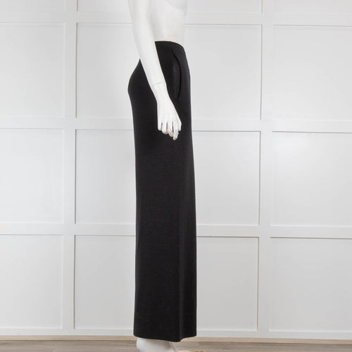 The Row Black Wool Silk Mix Knitted Trousers