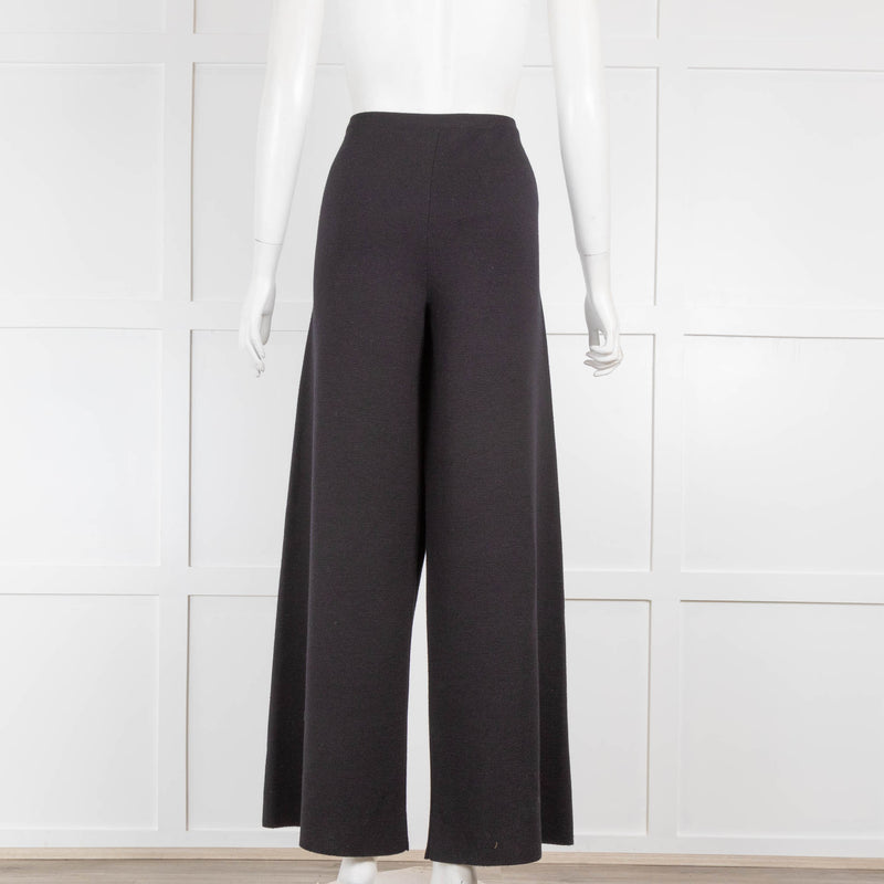 The Row Black Wool Silk Mix Knitted Trousers