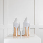 Jimmy Choo White Leather Silver Stud Heeled Shoes