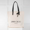 Jimmy Choo Cream Canvas Tote Shoulder Bag1