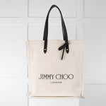 Jimmy Choo Cream Canvas Tote Shoulder Bag1