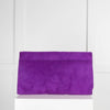 Mulberry Purple Suede Gold Clasp Clutch Bag