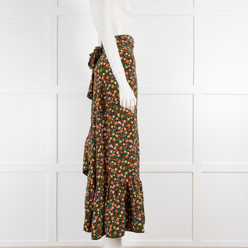 Ganni Floral Wrap Midi Skirt