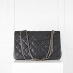 Chanel Black Iridescent Calfskin 2.55 Double Flap Ruthenium Hardware Bag