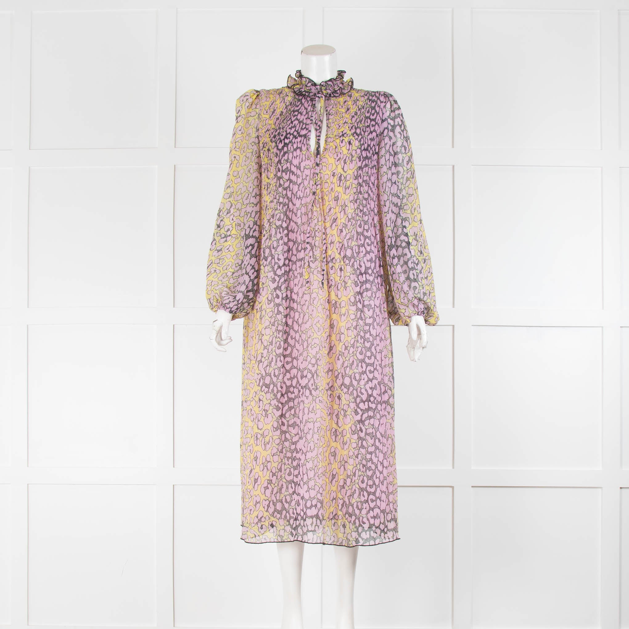 Ganni Pink Yellow Grey Animal Print Dress – Phoenix Style
