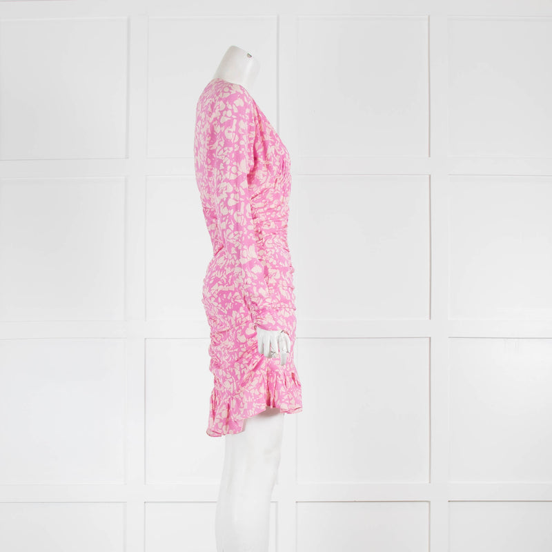 Isabel Marant Pink Lara Patterned Ruched Short Dress