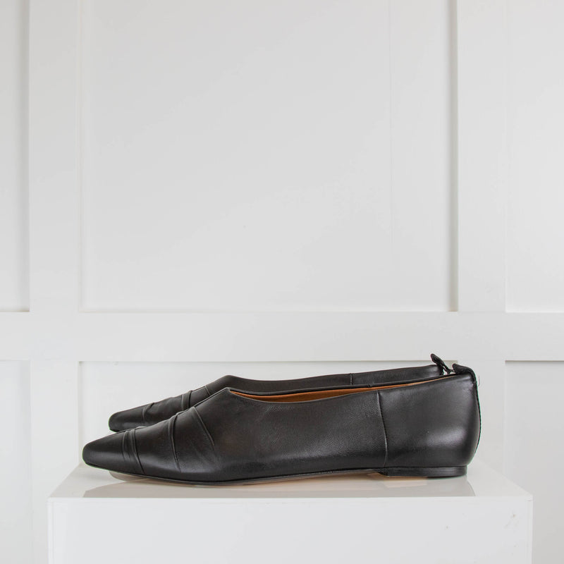 Joseph Black Leather Flat Shoes