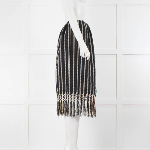 Jaline Black & Ecru Cotton Wrap Skirt