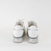 Hogan White and Silver Leather Platform Sneakers