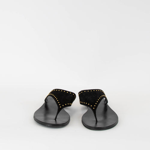 Saint Laurent Black Suede Studded Sandal