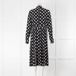 Dolce & Gabbana Silk Black Dress With White Spots and Pearl Buttons