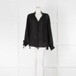 L'Agence Black Silk Blouse With Neck Tie