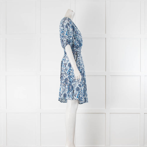 Velvet By Graham & Spencer Blue & White Floral Wraparound Dress