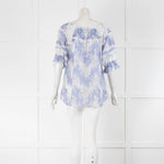 Marissa Webb Lilac & White Lace/Embroidery Short/Sleeve Top