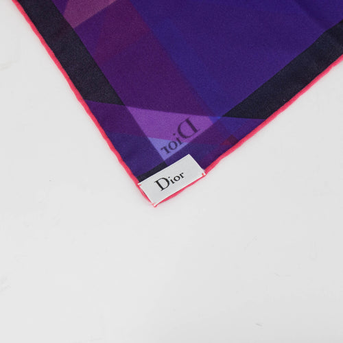 Dior Purple Blue White Silk Print Small Scarf