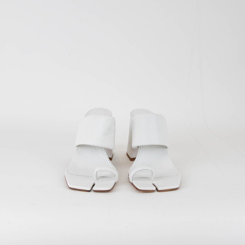 Maison Margiela White Leather Tabi Block Heel Sandals