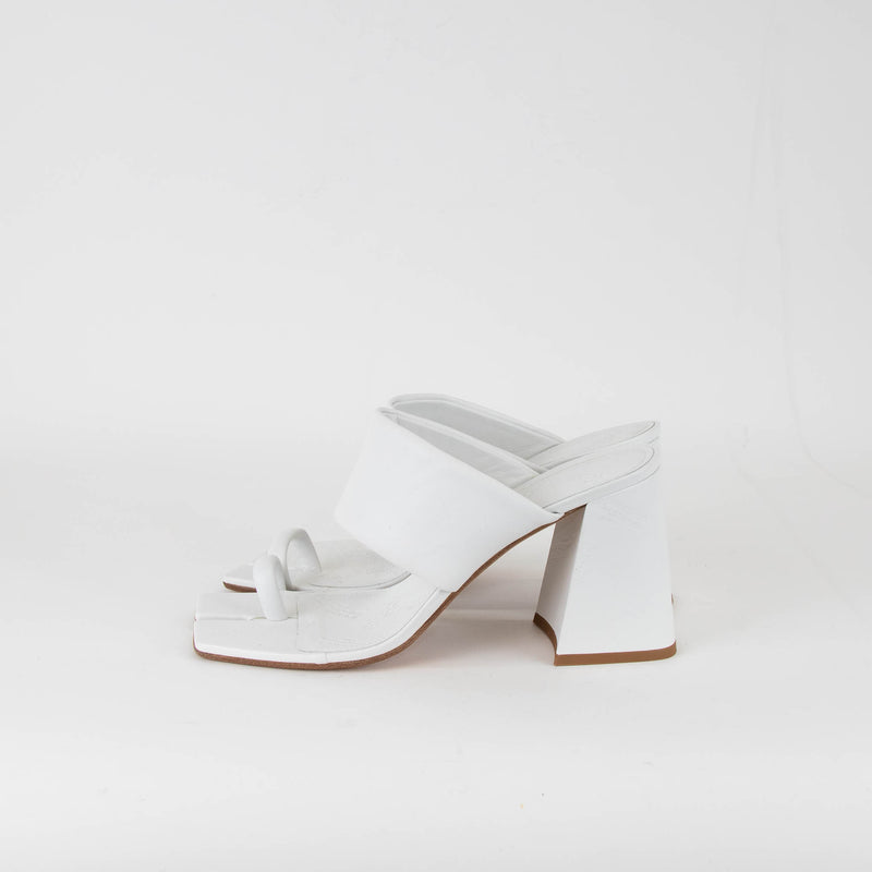 Maison Margiela White Leather Tabi Block Heel Sandals