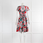 Weekend Max Mara White Red Green Floral Short Sleeve Dress
