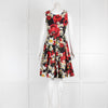 Dolce & Gabbana Black Red Floral Cotton Sleeveless Dress