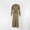 Chinti And Parker Gold Lurex Knit Long Sleeve Belted Maxi Dress
