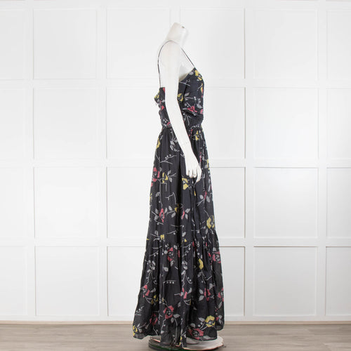 Isabel Marant Etoile Giana Black Patterned Strappy Maxi Dress