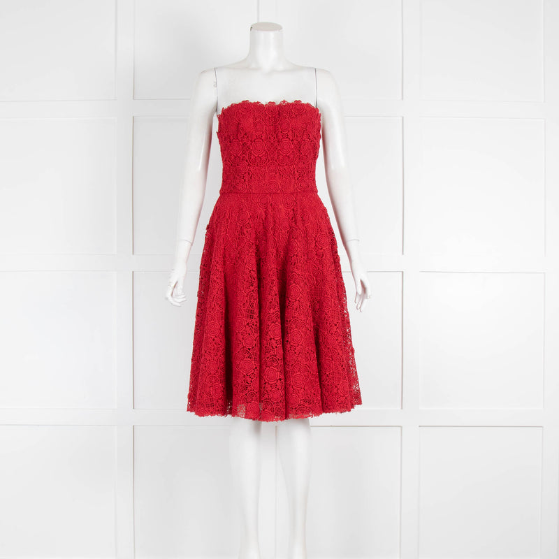 Dolce & Gabbana Red Lace Strapless Dress