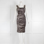 Dolce & Gabbana Grey Black Leopard Print Sleeveless Silk Dress