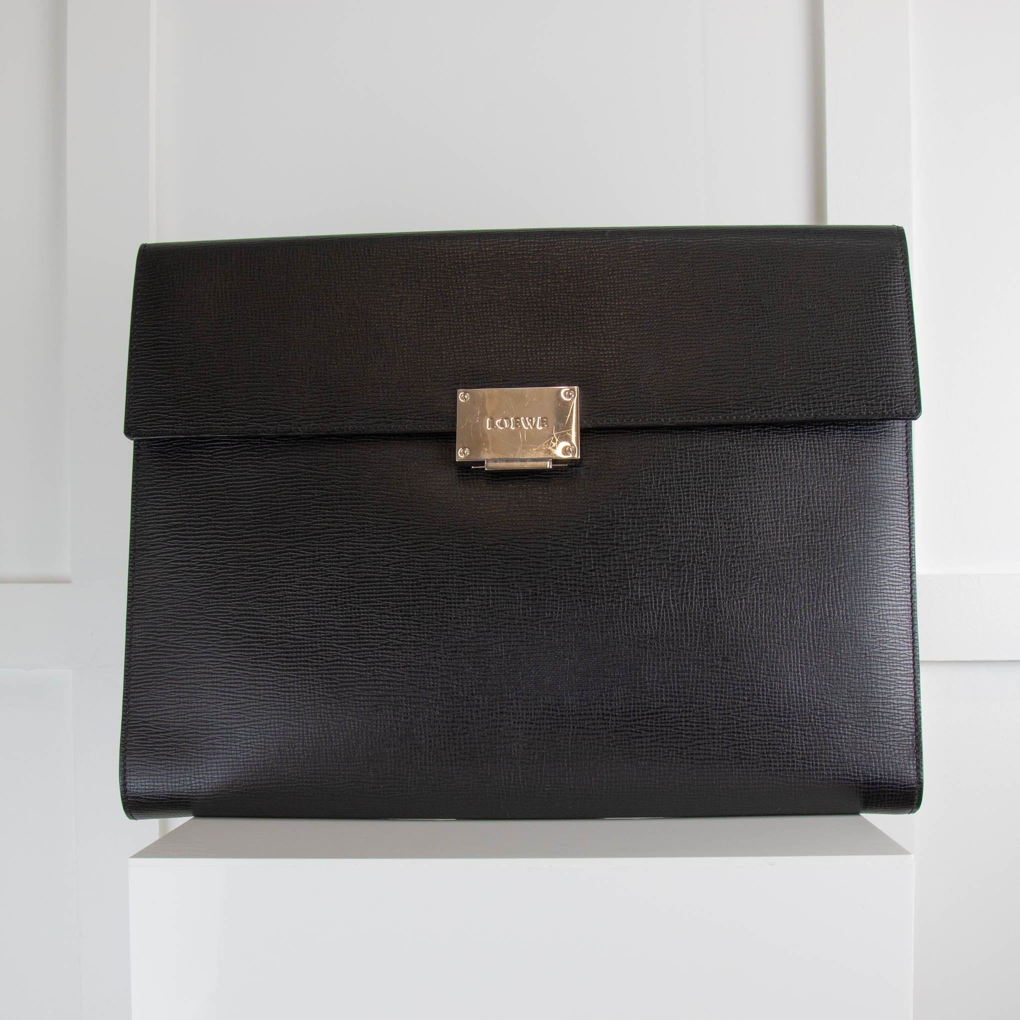 Loewe Black Leather Satchel Clutch Bag Phoenix Style