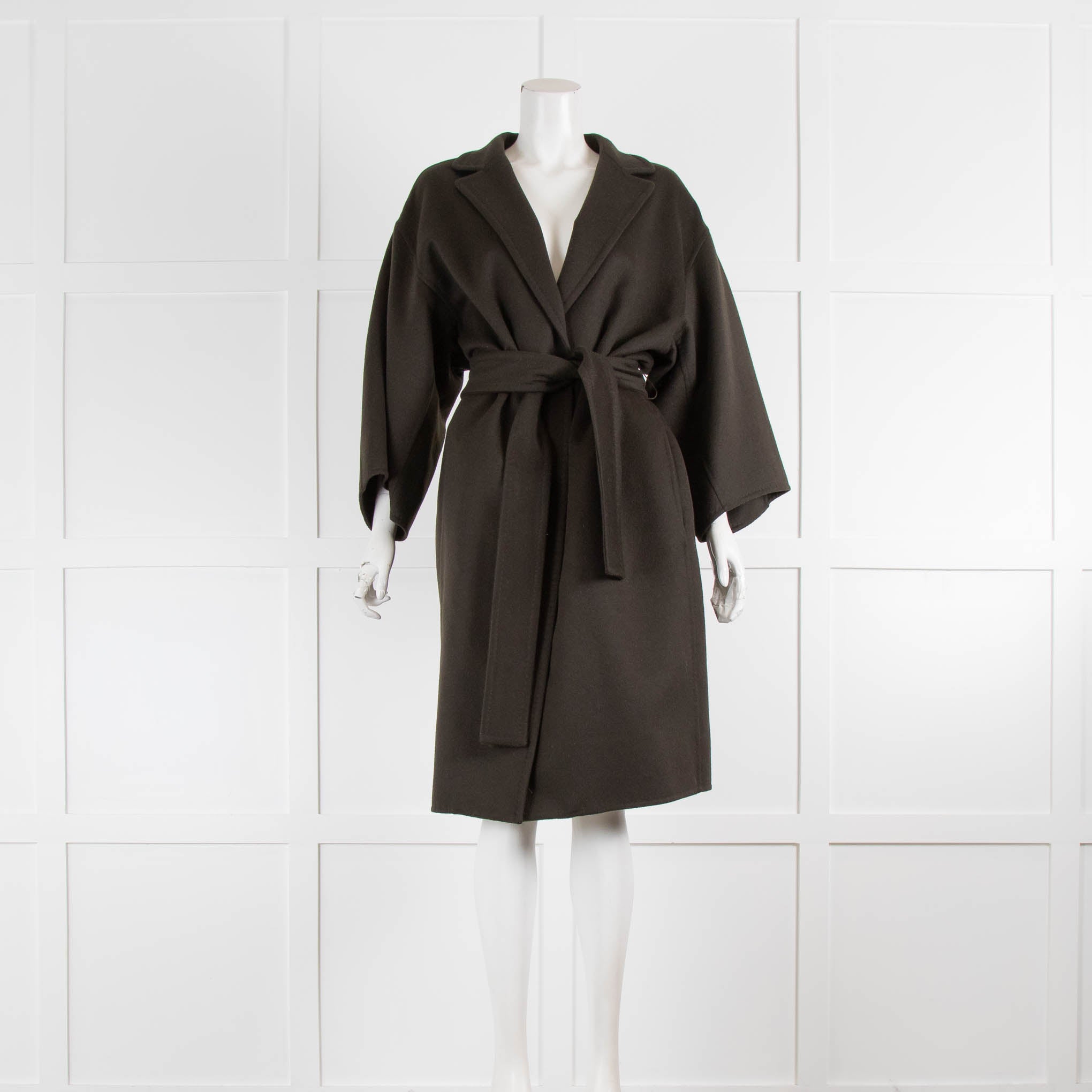 Max Mara Khaki Wool Coat with 3/4 Length Sleeves – Phoenix Style