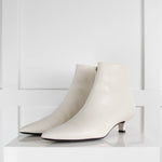 The Row White Leather Kitten Heel Ankle Boots