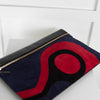 Victoria Beckham Black Leather Red Suede Front Clutch