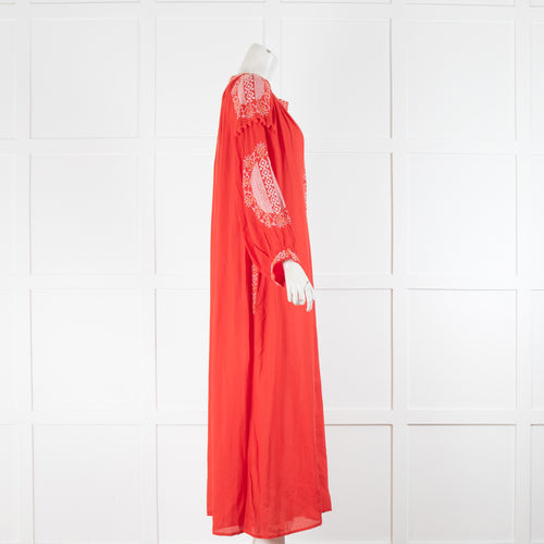 Melissa Odabash Red White Long Sleeve Maxi Sundress