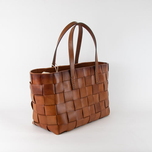 Dragon Diffusion Japan Box Weave Leather Tote In Tan