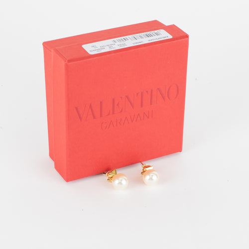 Valentino Garavani Gold Rockstud And Pearl Earrings