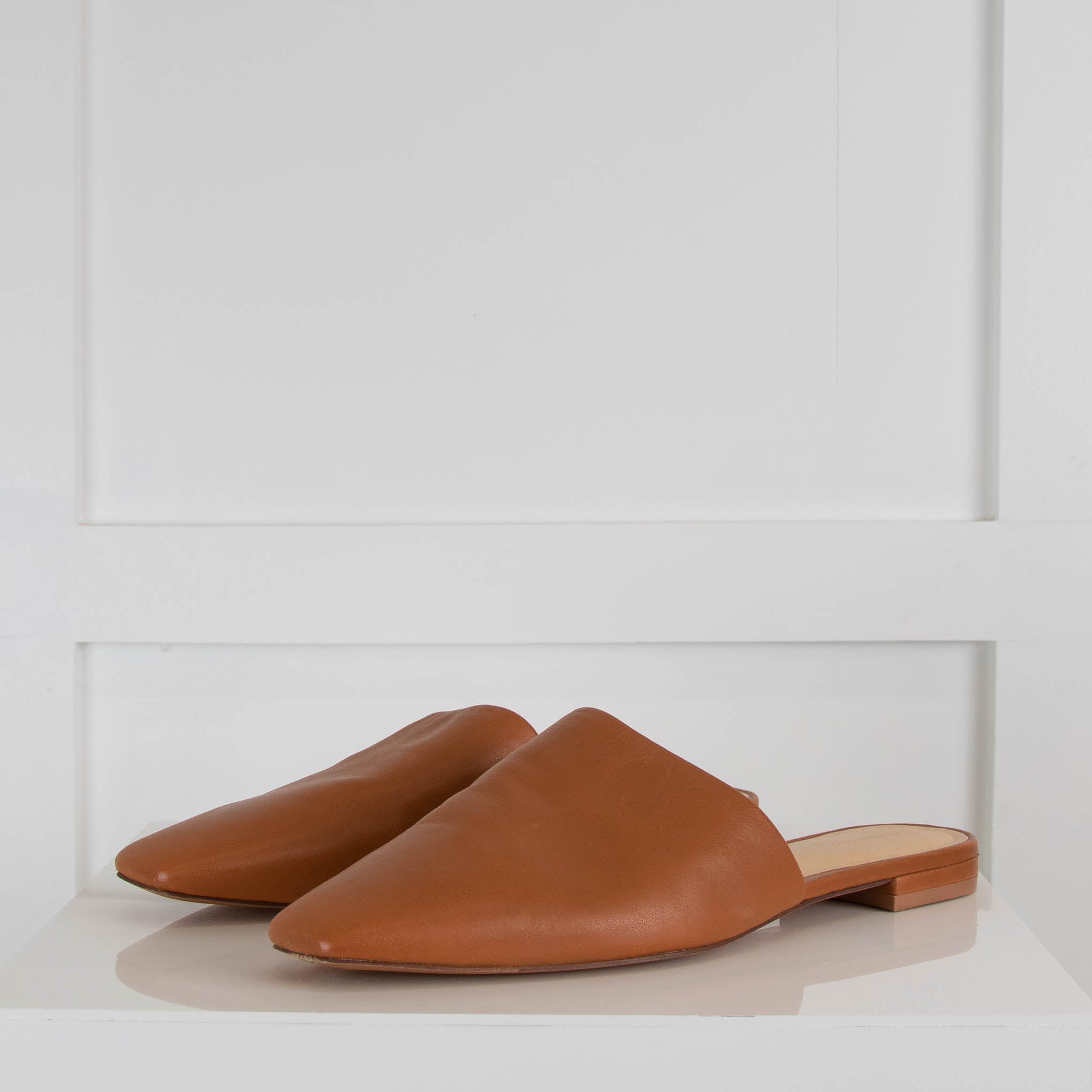 Tan mules flat sales