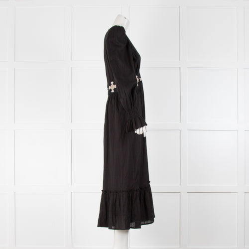 Neve & Noor Black Cotton Maxi Dress With Tapesty Waistband