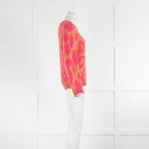 Stella McCartney Pink and Orange  Leopard Intarsia Jumper