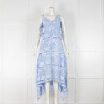 Self Portrait Pale Blue Embroidered Sleeveless Dress