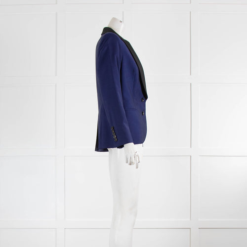 Alexander McQueen McQ Blue Wool Jacket With Black Collar