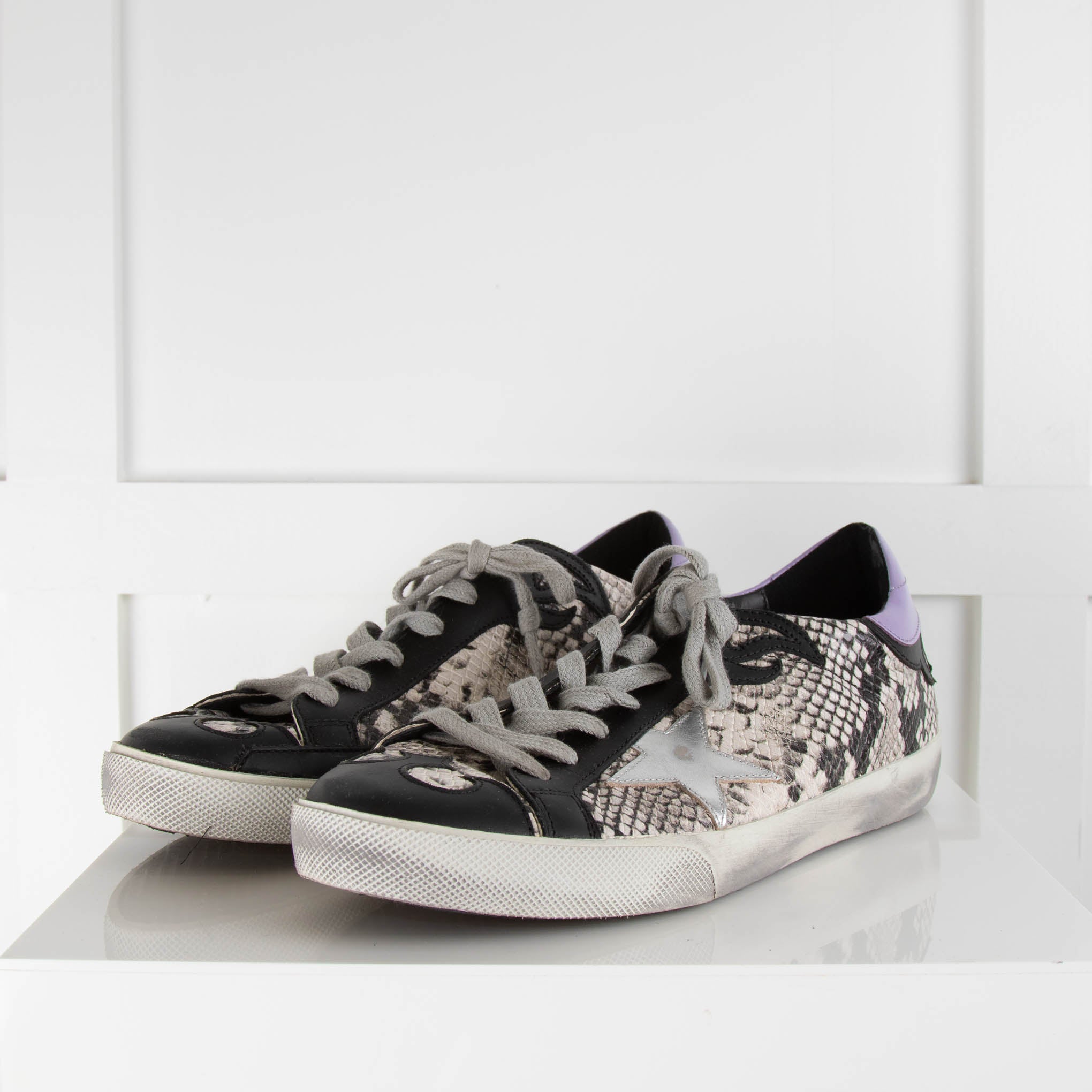 Snake Effect Golden Goose Black Snake Superstar Sneakers Golden