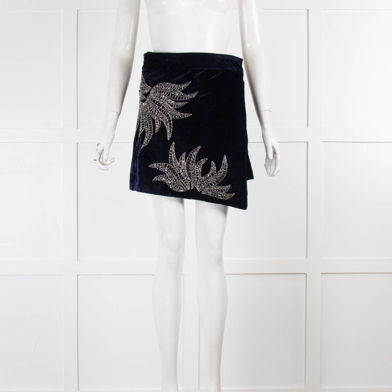 Dodo Baror Navy Short Skirt With Embellishment