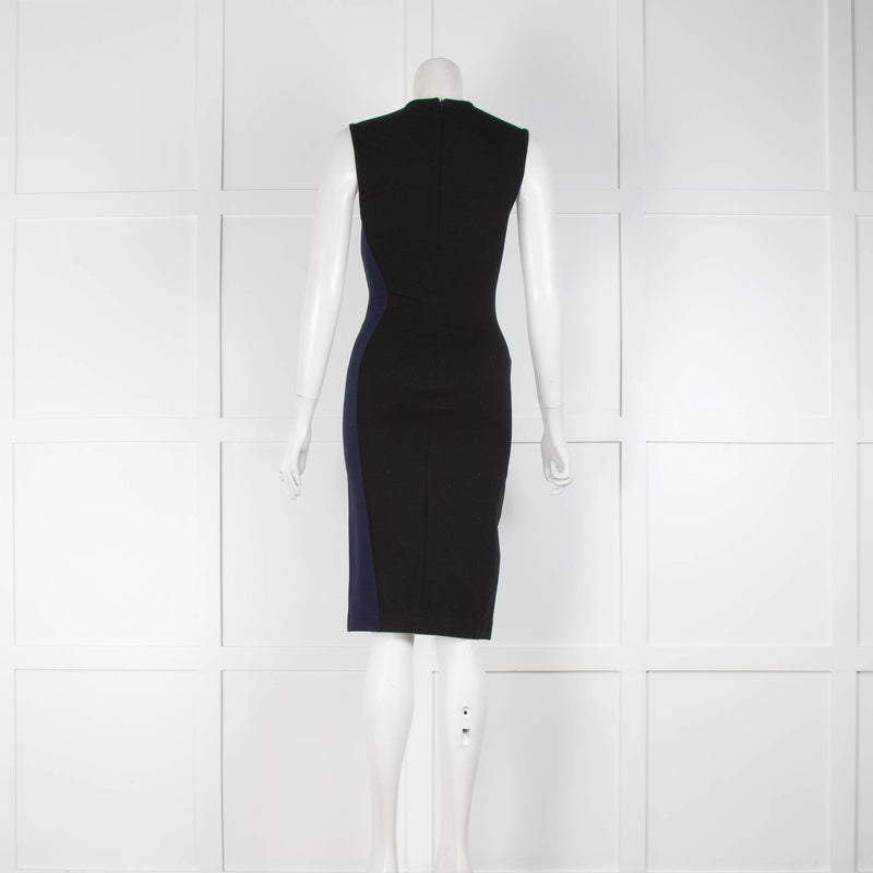 Stella McCartney Black and Blue Stretch Knit Sleeveless Dress