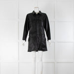 Frame Black Leather Long Sleeve Mini Dress